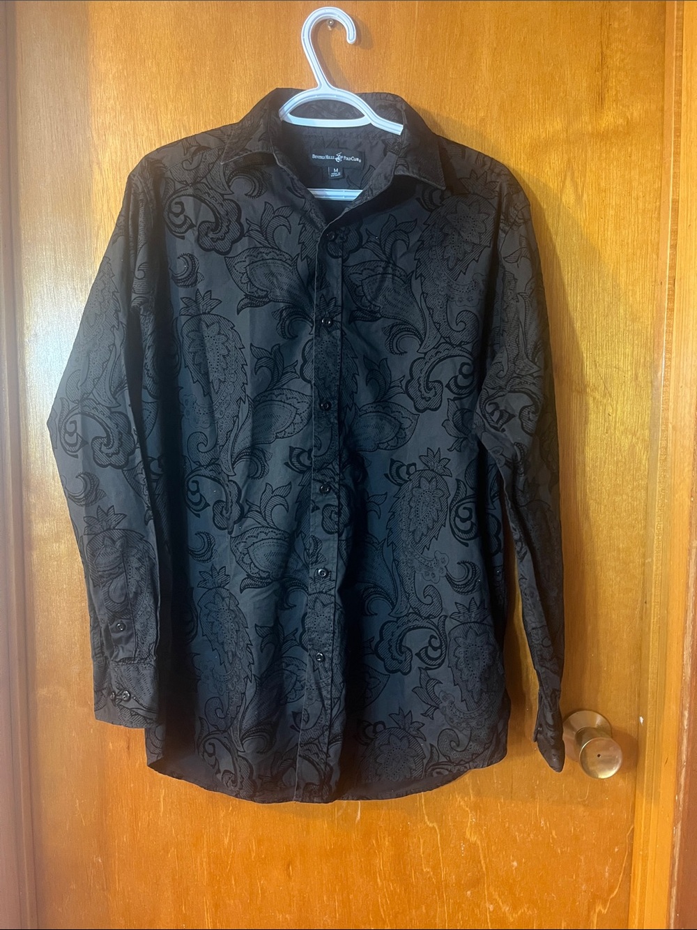 Men’s Beverly Hills Polo Club Black Paisley Dress Shirt Medium